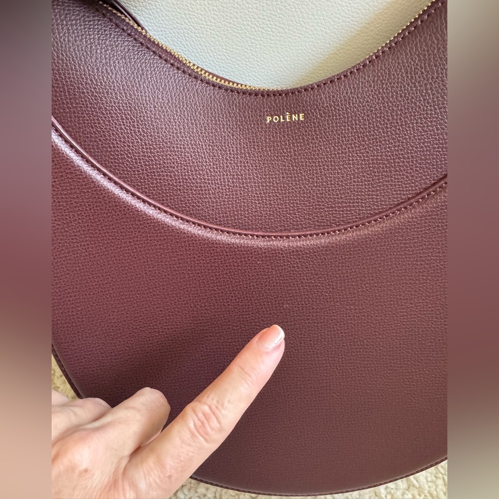 Polene Numero Dix Large Burgundy Sandalwood Leather Shoulder Crossbody Handbag - Picture 9 of 16